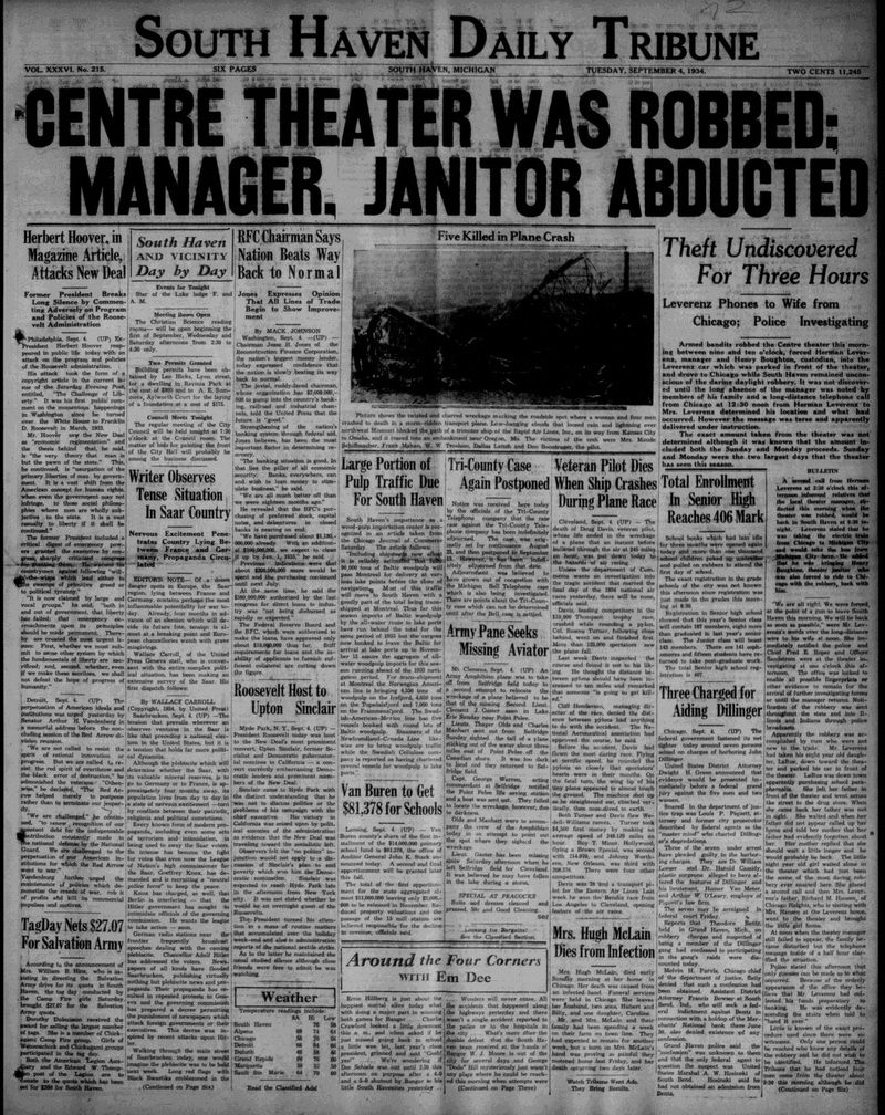 Centre Theater - Sept 1934 Robbery (newer photo)